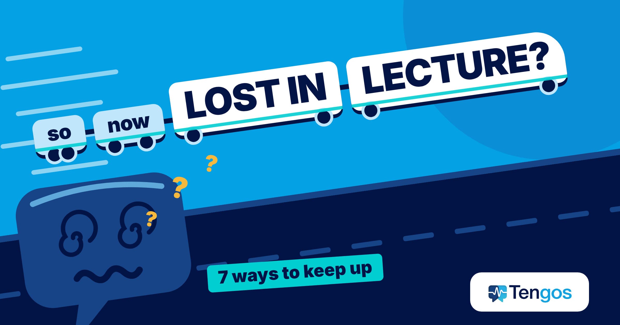 Train of words speeding past a dizzy Ten, showing how hard it is to understand lectures in English